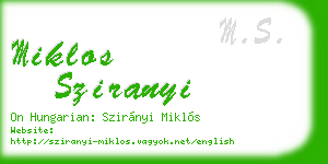 miklos sziranyi business card