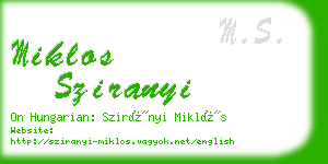 miklos sziranyi business card